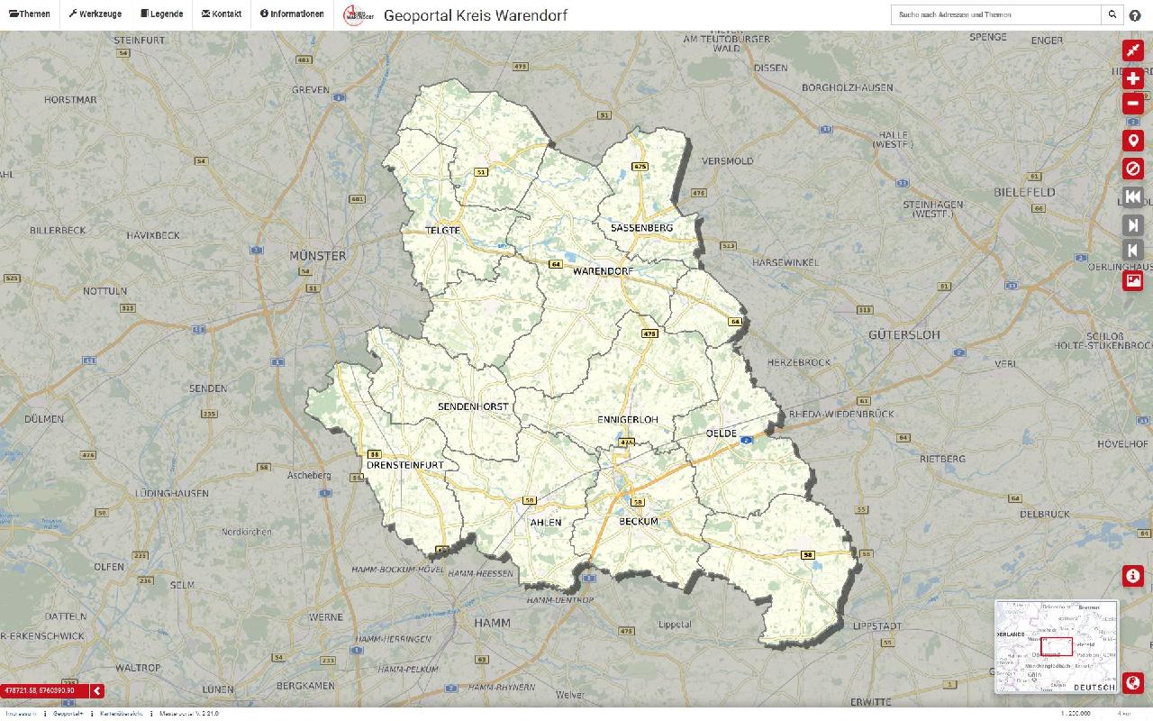 Meldungen zum Geoportal des Kreises Warendorf übermitteln.
